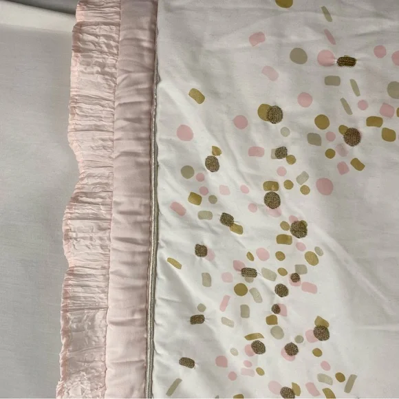 Lambs & Ivy Baby Blanket Pink Gold Confetti Heart Ruffle Trim 2016 - Picture 4 of 13